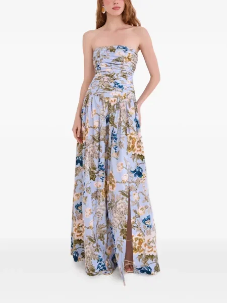 Rochie maxi Cara Cara cu model floral cu imagine albastru