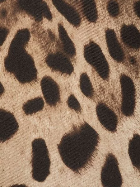 Šilkinis raštuotas šalikas Dolce & Gabbana leopardinis ruda