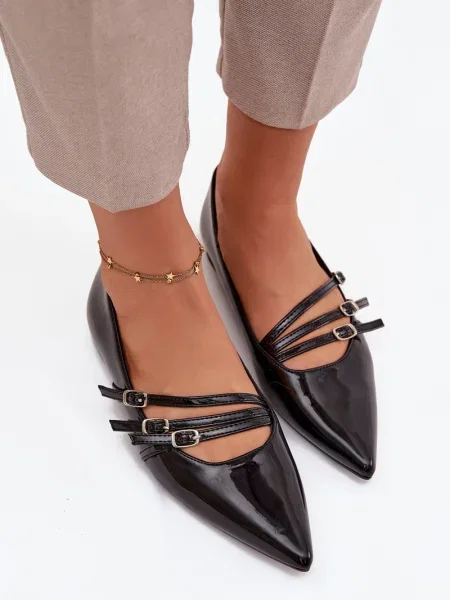 Balerini Boto din piele negru