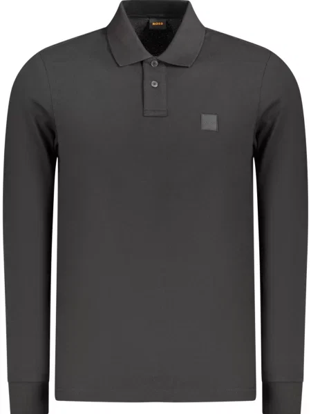 Tricou polo Boss cu mâneci lungi negru