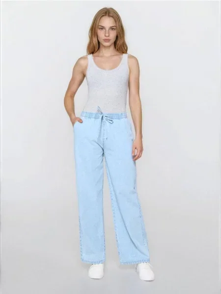 Джинси jogger wide-leg синій