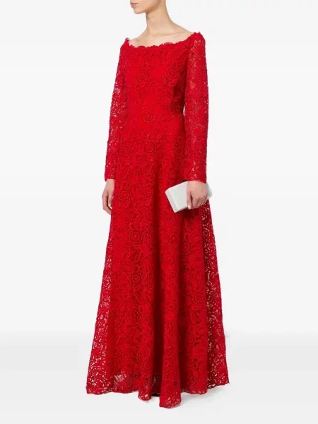 Sukienka Valentino Garavani w kwiatki koronkowa czerwona