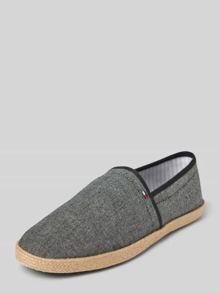 Espadryle z lnu chambray Tommy Hilfiger czarne