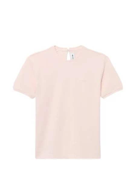 Tricou Lacoste cu broderie roz