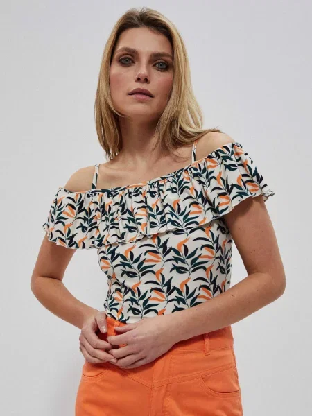 Bluză Marisse cu volane cu bretele negru