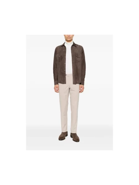 Lniany sweter z golfem John Smedley biały