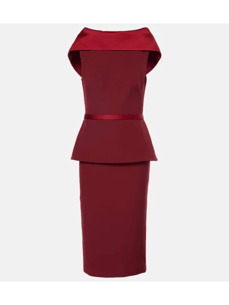 Midi obleka Safiyaa z draperijo bordo