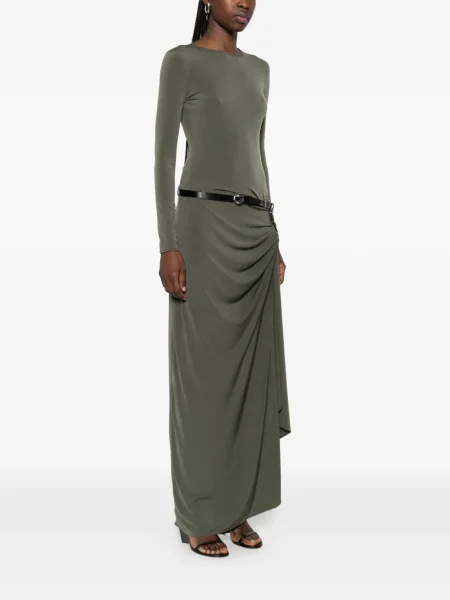 Rochie maxi Coperni drapată lungă de costum verde