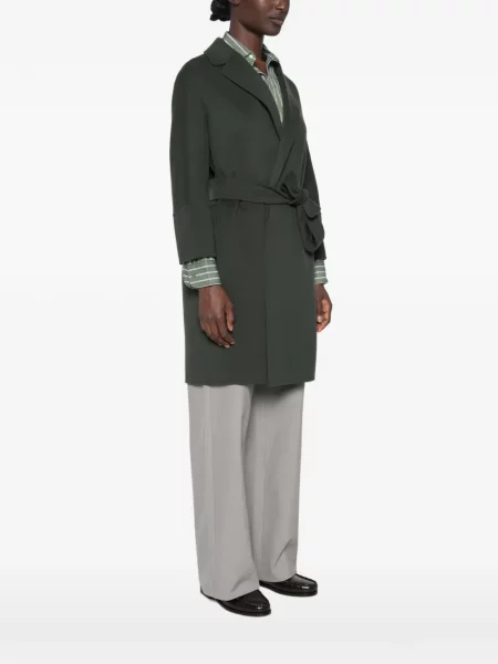 Cu centură palton 's Max Mara de lână verde