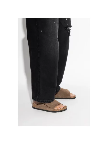 Klapki Birkenstock skórzane brązowe