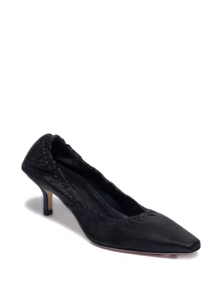 Pantofi cu toc Bernardo din piele cu volane negru