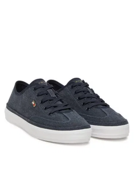 Tommy Hilfiger Sneakersy Washed Canvas Vulc Sneaker Tmavomodrá modré