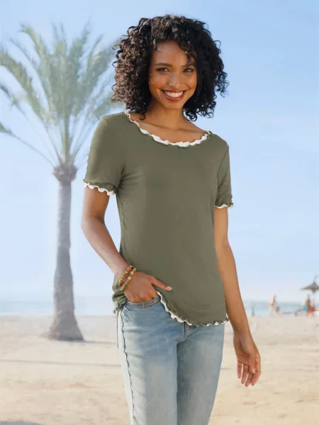 Heine Tricou kaki alb