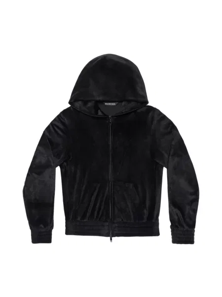 Lniana bluza z kapturem Balenciaga z kapturem czarna