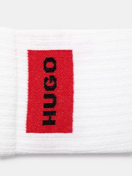 HUGO ponožky pánske s bavlnou 3P QS RIB LABEL CC biela