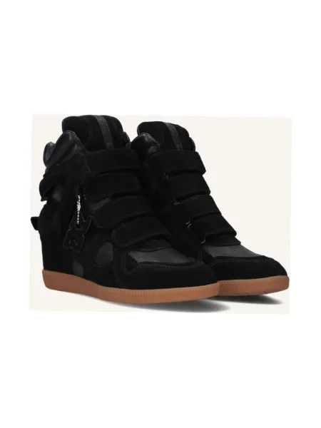 Sneakersy Nokwol skórzane na koturnie czarne