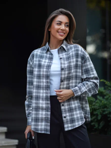 Сорочка TeamV фланель сірий