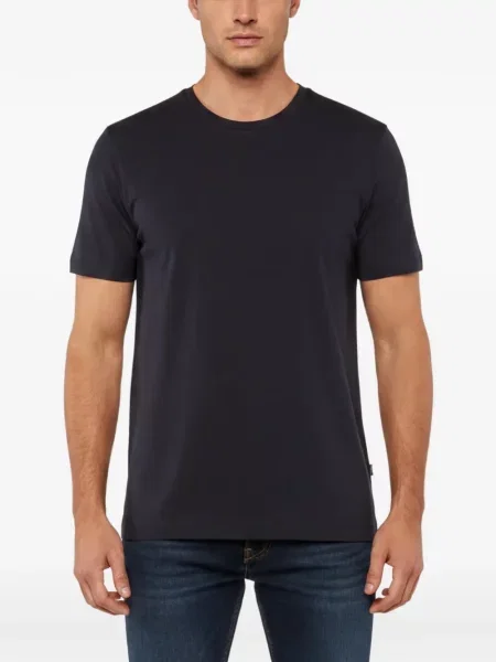 Tricou Boss din jerseu cu decolteu rotund negru