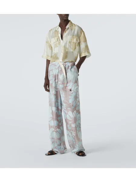 Cămașă Dries Van Noten de mătase cu imagine bej