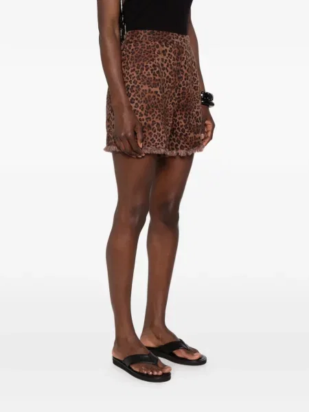Pantaloni scurți Mc2 Saint Barth cu imagine cu model leopard maro