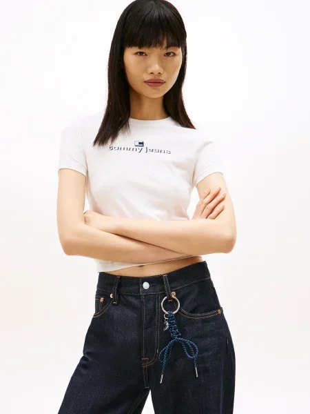 Tommy Jeans Tricou ESS bleumarin alb