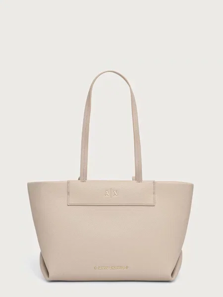 Geantă shopper Armani Exchange din piele bej
