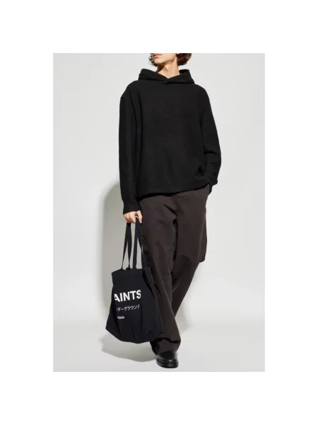 Bluza z kapturem Allsaints wełniana czarna