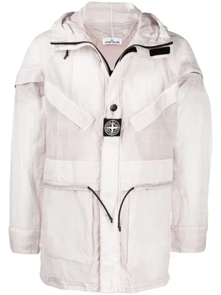 Geacă Stone Island cu glugă cu strasuri roz