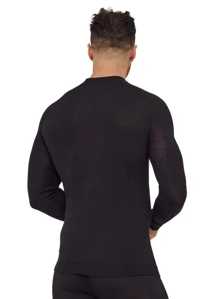 Koszulka z długim rękawem wełniana Brubeck ACTIVE MERINO czarna