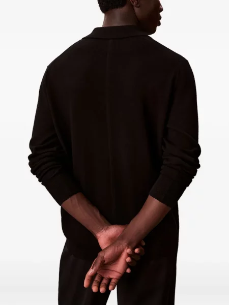 Tricou polo Calvin Klein de lână negru