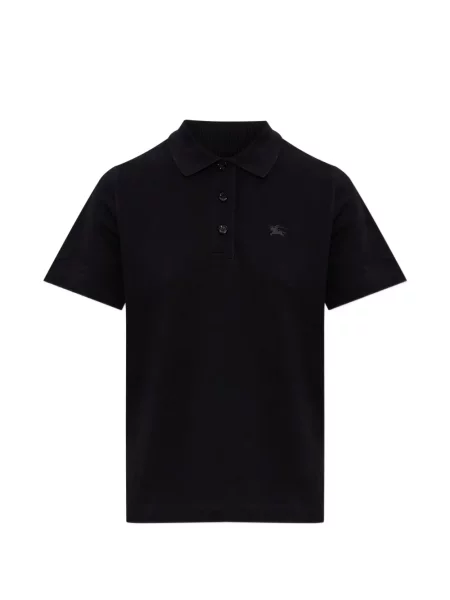 Tricou polo Burberry cu broderie negru