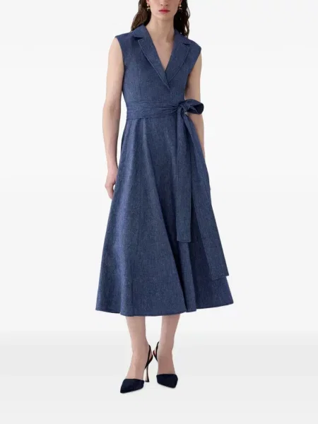 Cu centură rochie midi Carolina Herrera albastru