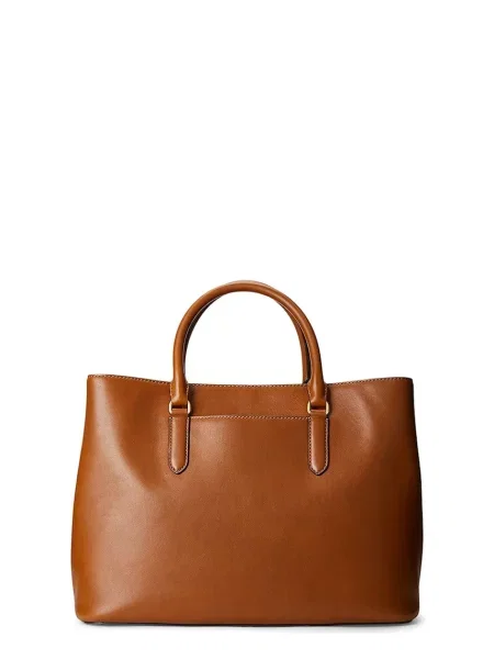 Kožená kabelka Lauren Ralph Lauren hnedá