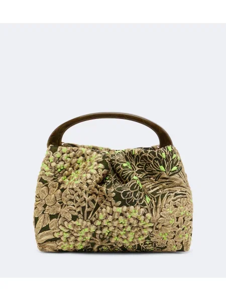 Top Dries Van Noten cu model floral din jacard galben