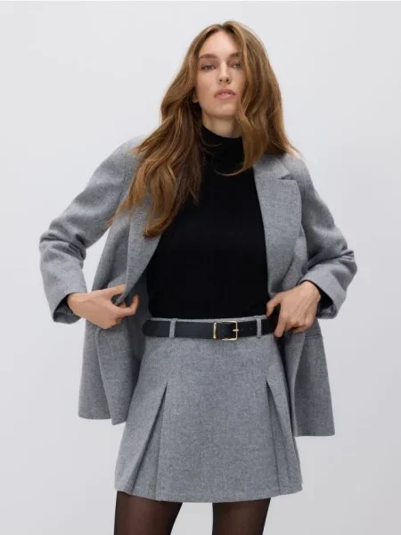 Reserved Spódnica mini z wełną jasnoszary