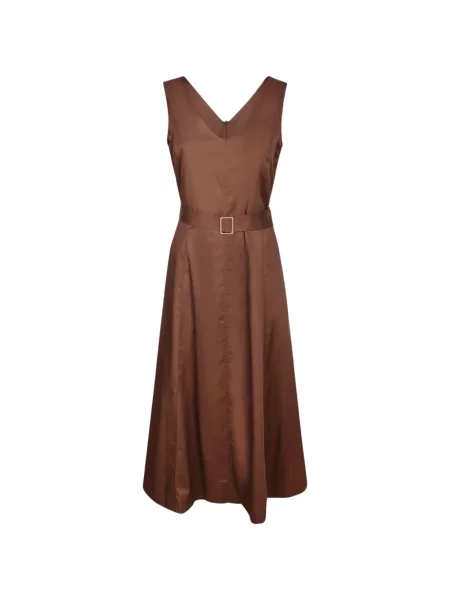 Cu centură rochie midi Blanca Vita fără mâneci maro
