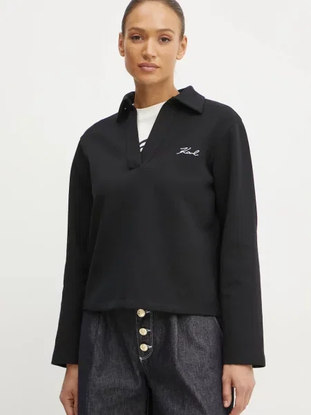 Karl Lagerfeld bluza gładka czarny
