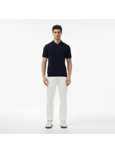 Lacoste Sweter Z Kołnierzykiem Polo Z Krótkim Rękawem Classic Fit granatowy
