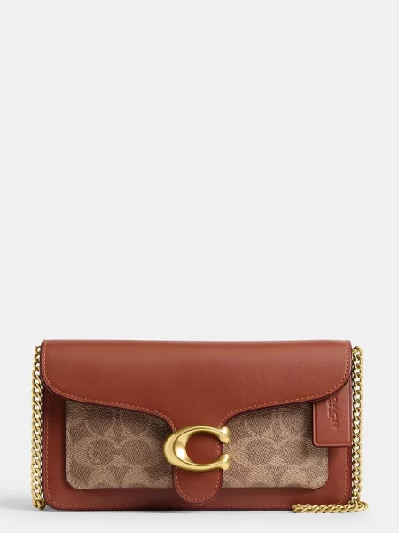 Platno ogrlica Coach rjava