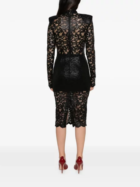 Rochie midi Babylone Paris din dantelă negru