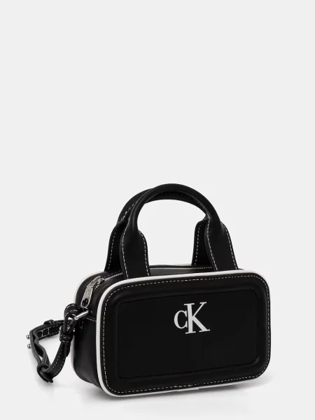 Geantă Calvin Klein Contrast Ck Mini Bauletto Bag negru