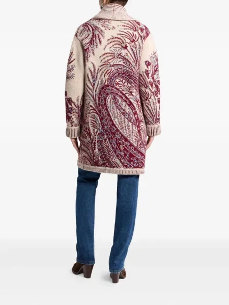 Palton Etro cu model floral din jacard roșu