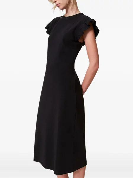Rochie midi Twinset cu volane până la genunchi de costum negru