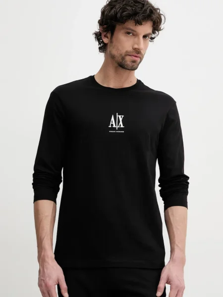 Тениска с дълъг ръкав Armani Exchange с апликация черно