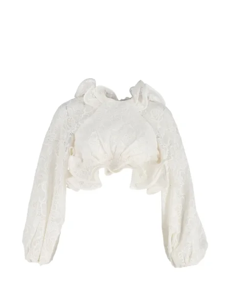 Top Zimmermann cu volane din dantelă alb