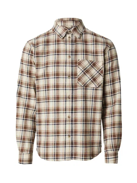 ABOUT YOU x Kevin Trapp Košulja Stanley svijetlobež / smeđa crna