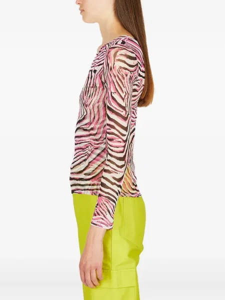 Raštuotas palaidinė be rankovių Collina Strada su zebro raštu rožinė