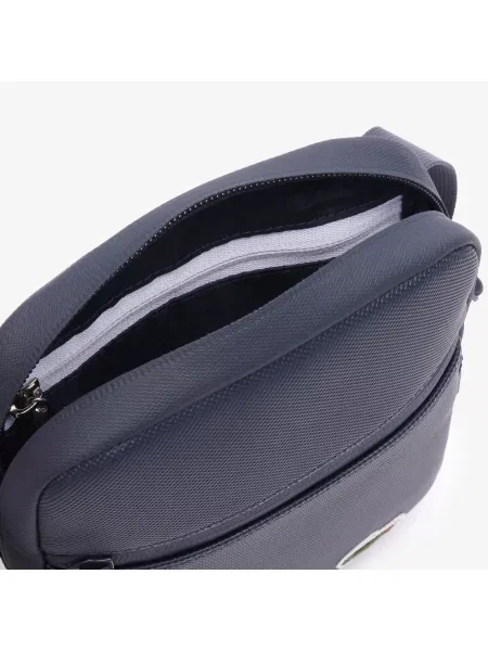 Lacoste Mała Płaska Torba Crossbody Z Powlekanego Płótna granatowa