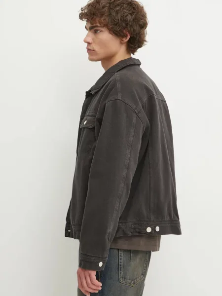 Won Hundred geaca jeans barbati de tranzitie oversize gri