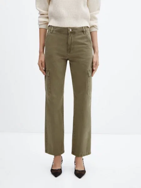 MANGO Newcargo Прямі джинси хакі